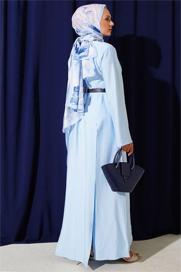 Two-Piece Set with Double Slit Long Tunic, Blue