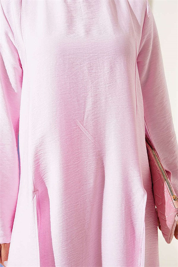 Two-Piece Set with Double Slit Long Tunic, Pink