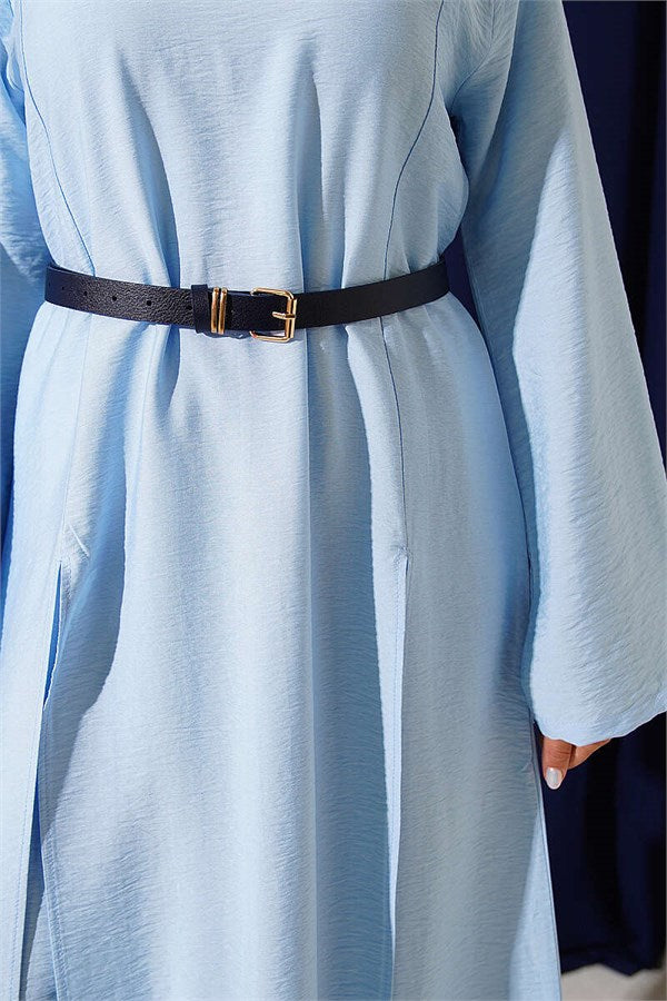 Two-Piece Set with Double Slit Long Tunic, Blue