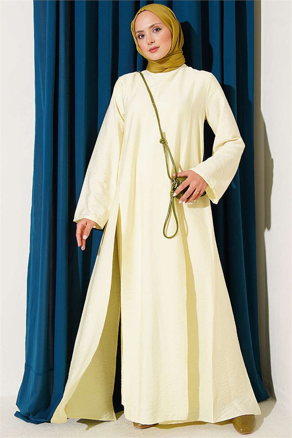 Two-Piece Set with Double Slit Long Tunic, Yellow
