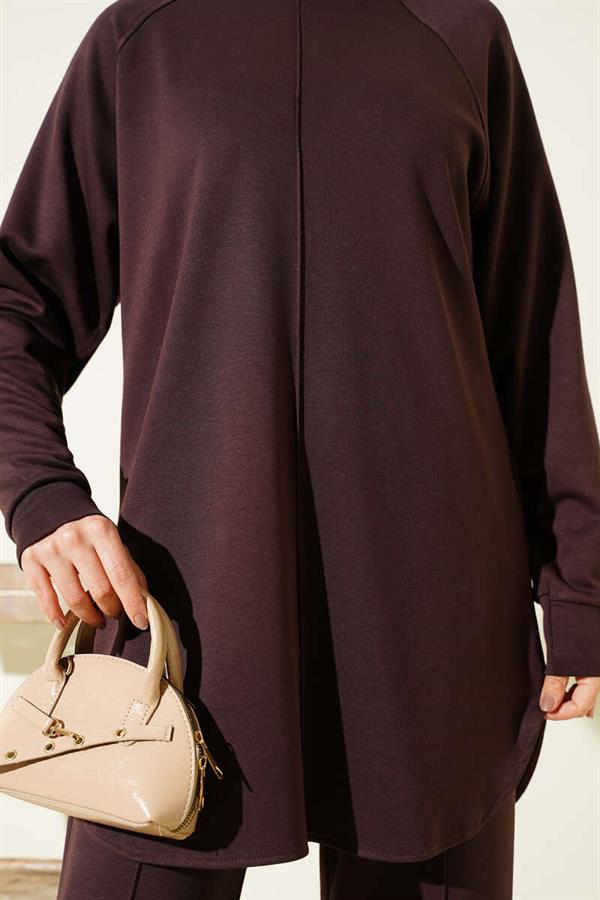 Çıma Detailed Loyşa Vest 2 Piece Set Coffee