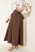 Striped Belted Skirt, Brown