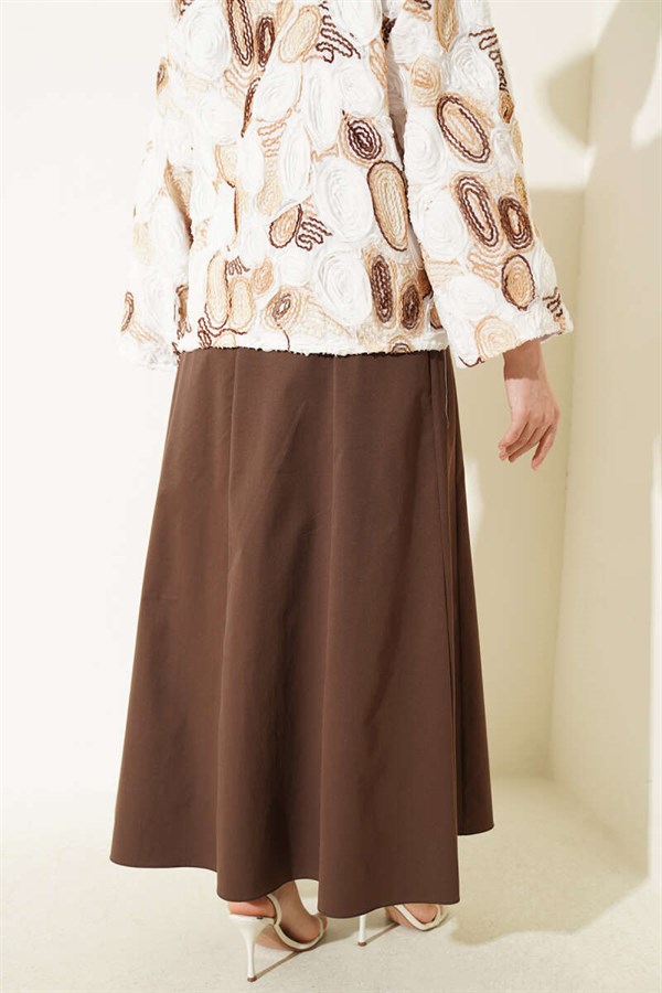 Striped Belted Skirt, Brown