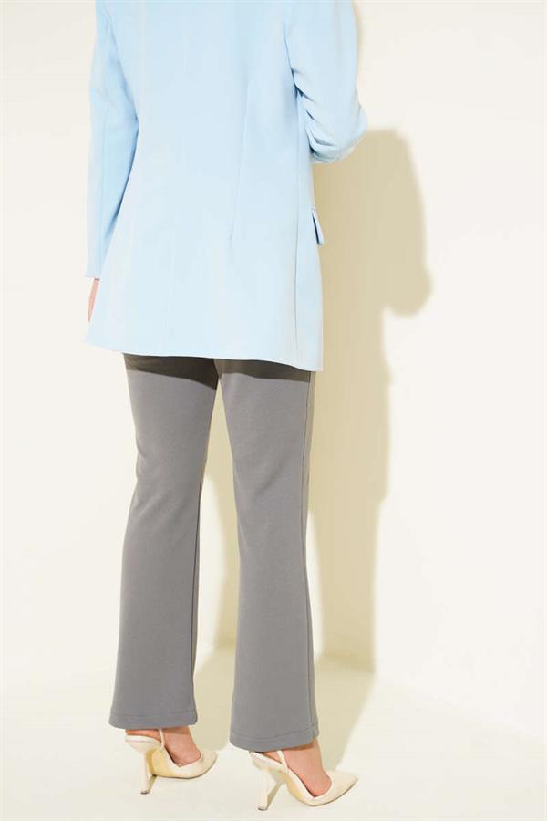 Buttoned Waist Trousers in Smoke Color