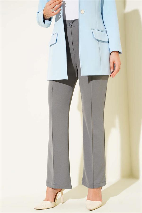 Buttoned Waist Trousers in Smoke Color