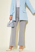 Grey Buttoned Waist Trousers with Ribbon