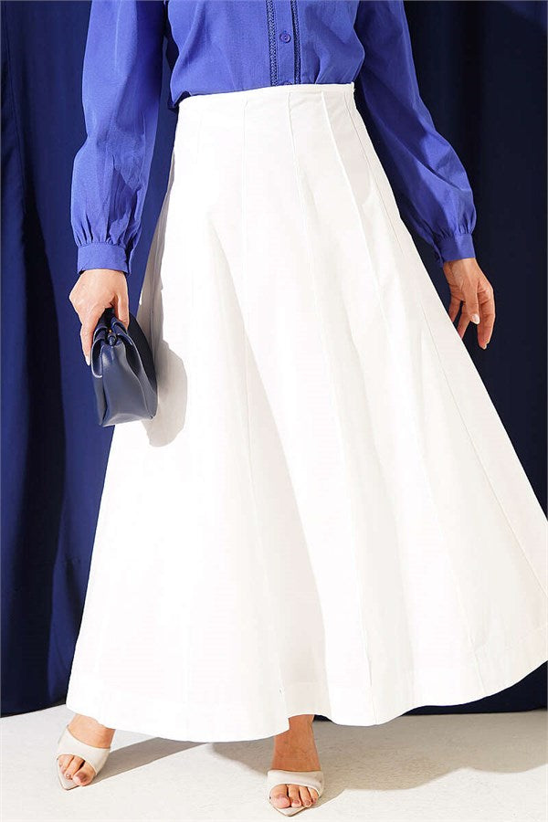 Chimali Waist Zipper Skirt, Ecru