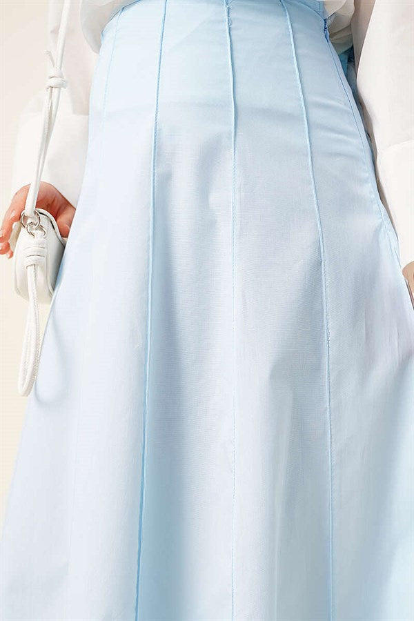 Blue Skirt with Zippered Waistband