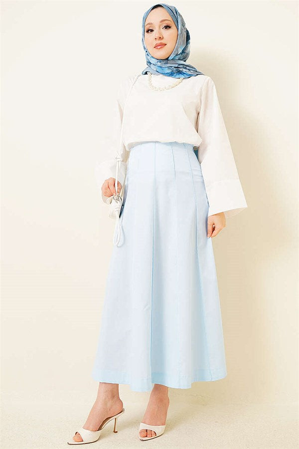 Blue Skirt with Zippered Waistband