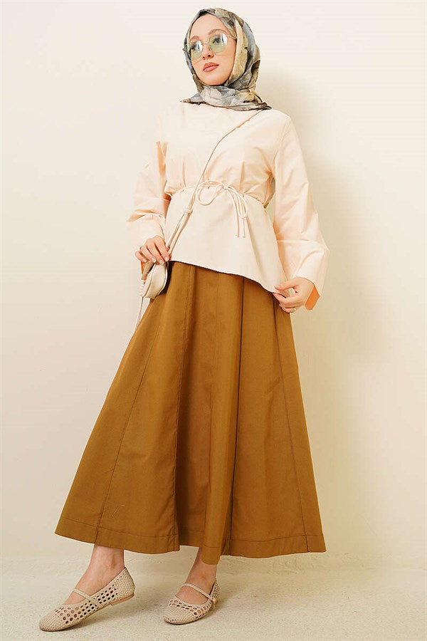Tan Skirt with Zippered Waistband