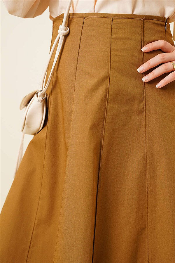 Tan Skirt with Zippered Waistband