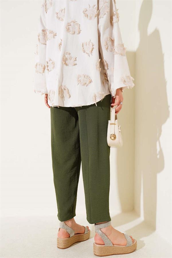 Khaki Drawstring Waist Trousers