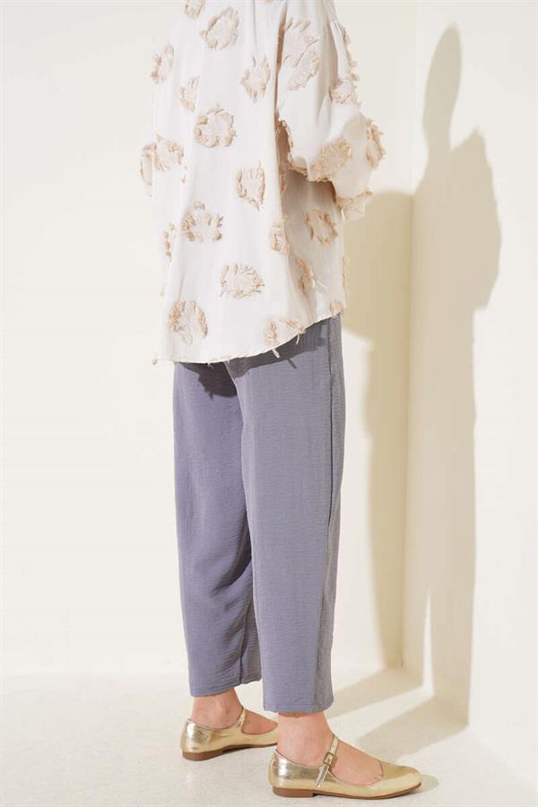 Ribbed Waist-Tied Trousers in Welding Gray