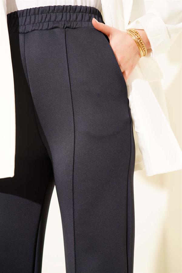 Navy Blue Straight Leg Scuba Pants