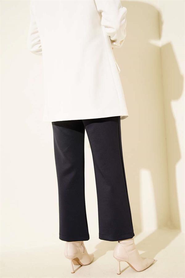 Navy Blue Straight Leg Scuba Pants
