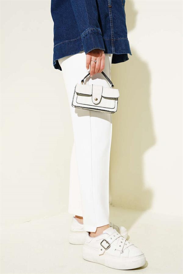 Narrow Leg Scuba Trousers White
