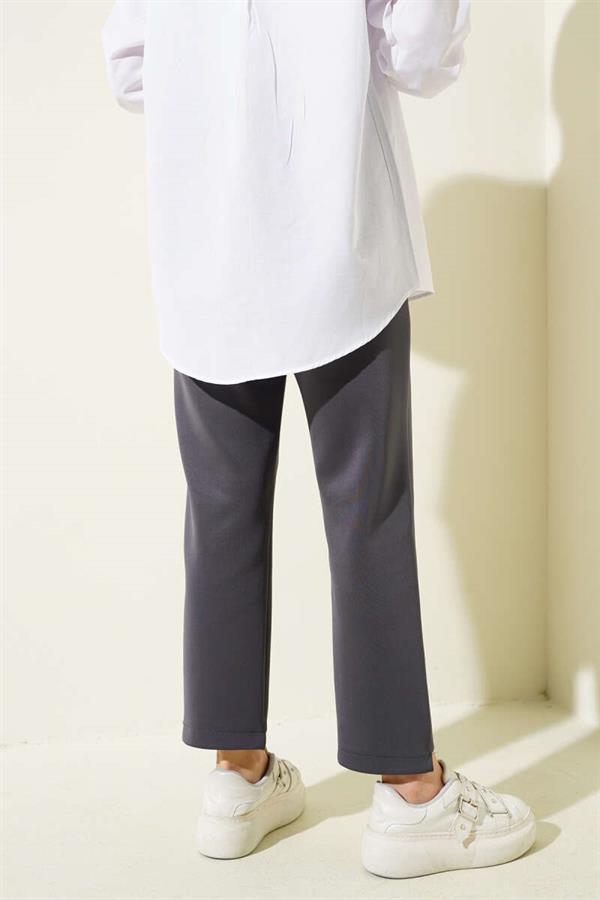 Narrow Leg Scuba Trousers Smoked