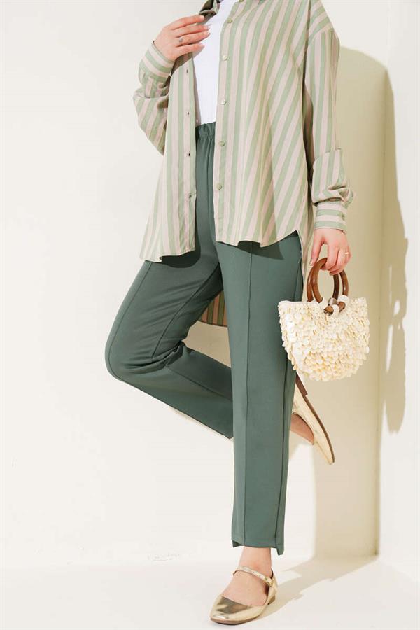 Slim Leg Scuba Trousers Khaki