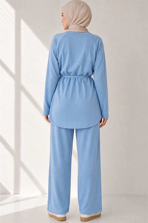 Loysha 2 Piece Set with Rope Belt, Baby Blue