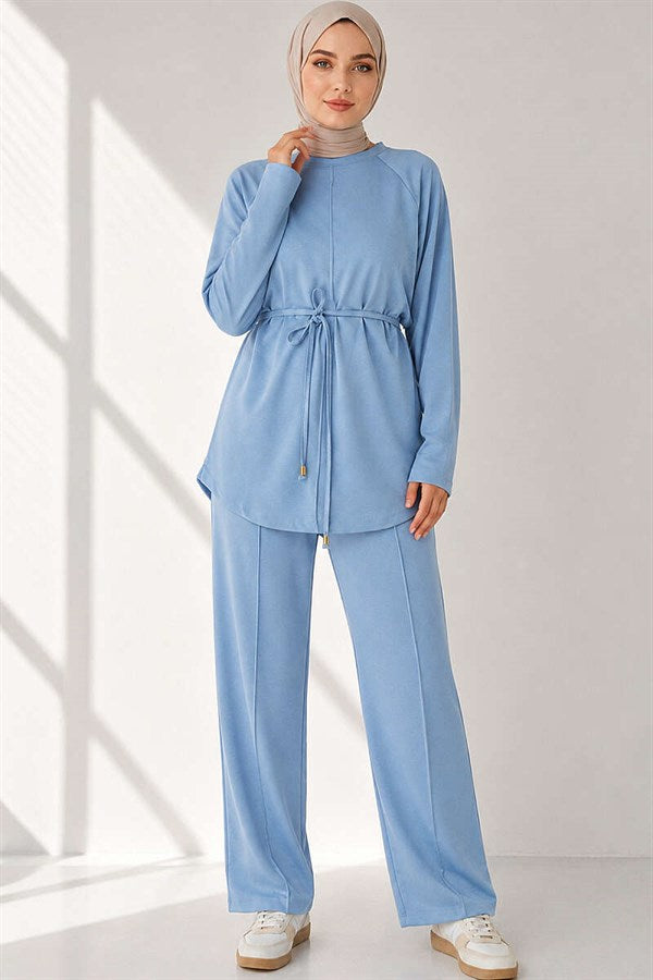 Loysha 2 Piece Set with Rope Belt, Baby Blue