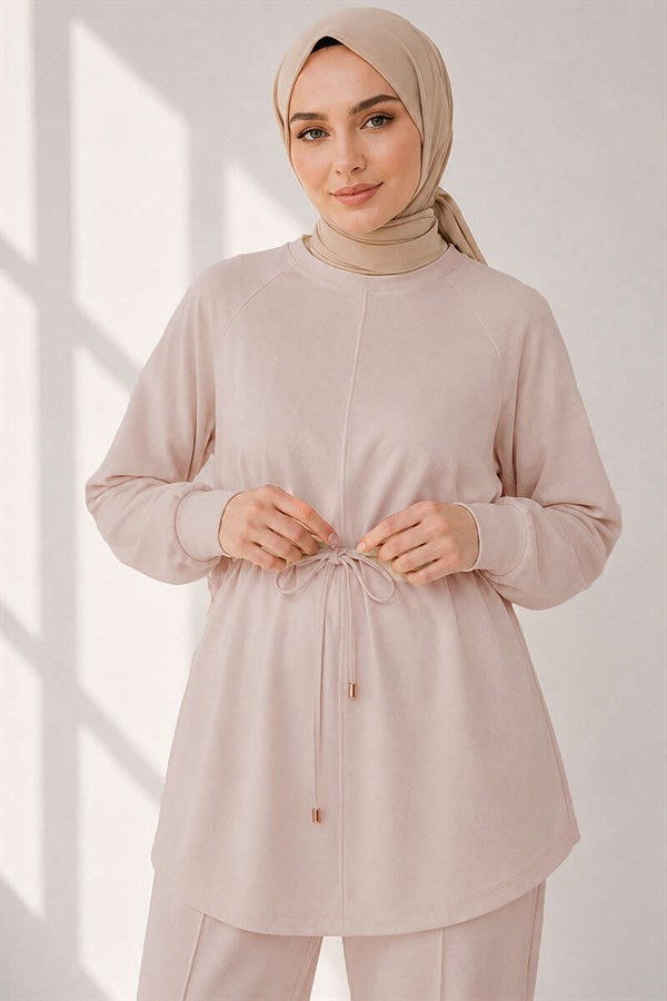 Loysha 2 Piece Set with Rope Belt, Beige