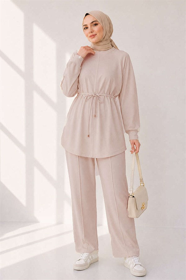 Loysha 2 Piece Set with Rope Belt, Beige