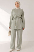 Loysha 2 Piece Set with Rope Belt, Light Green