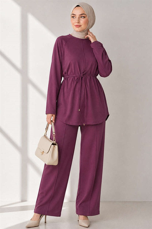 Loysha 2 Piece Set with Rope Belt, Plum