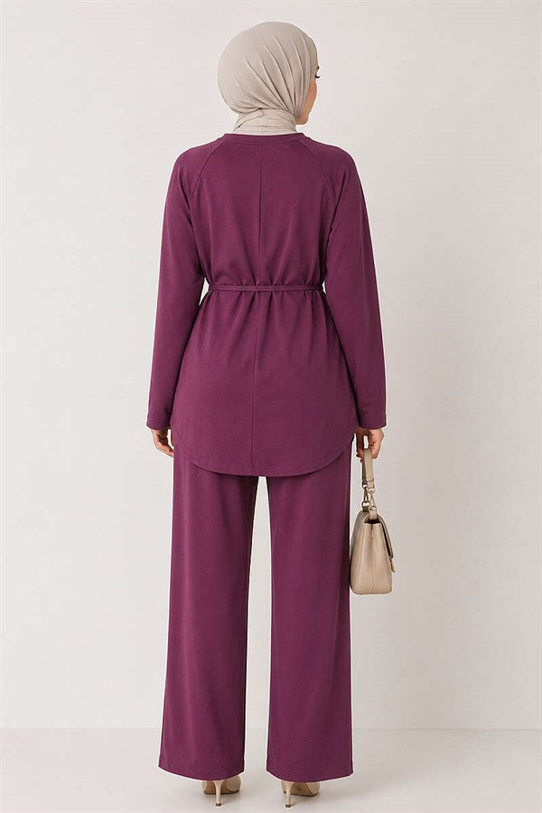 Loysha 2 Piece Set with Rope Belt, Plum