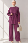 Loysha 2 Piece Set with Rope Belt, Plum