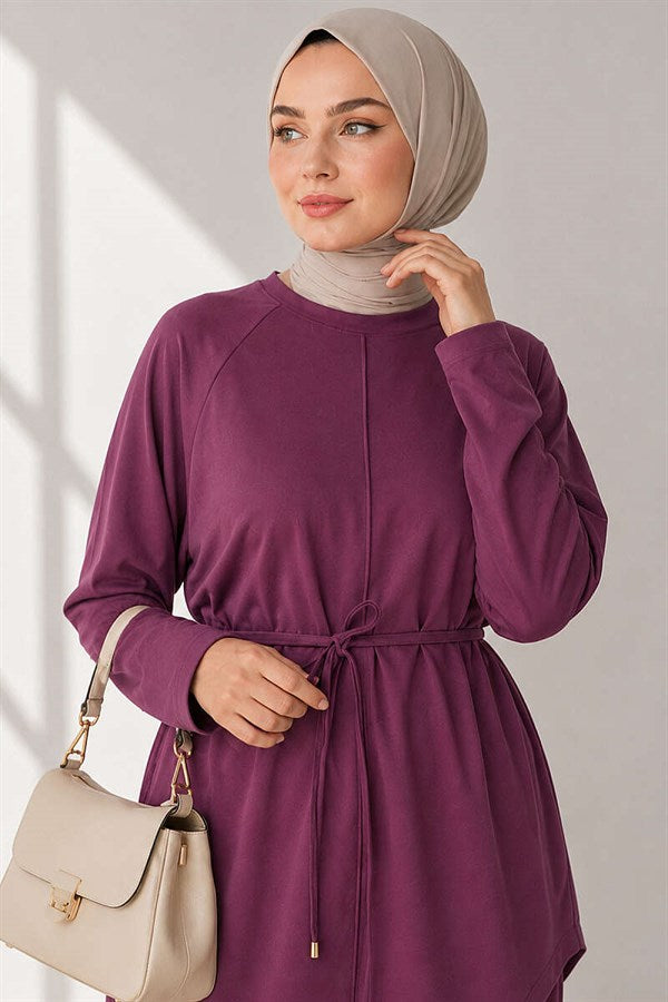 Loysha 2 Piece Set with Rope Belt, Plum