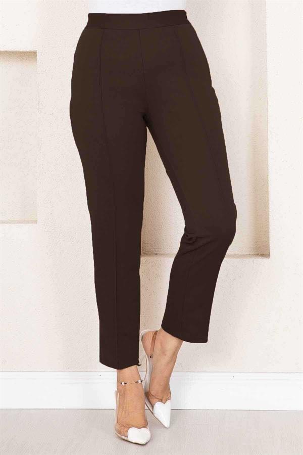 Striped Hijab Trousers Bitter Coffee