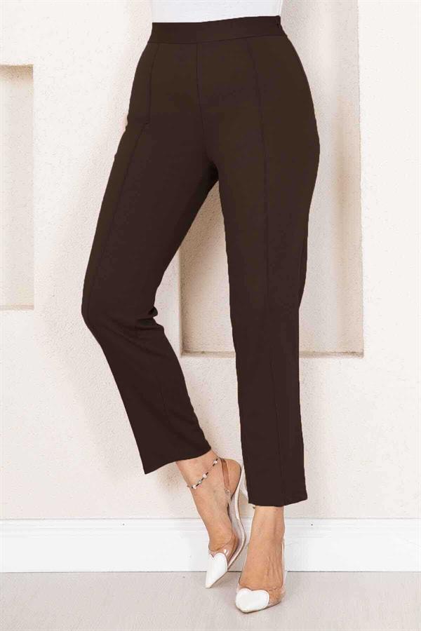 Striped Hijab Trousers Bitter Coffee