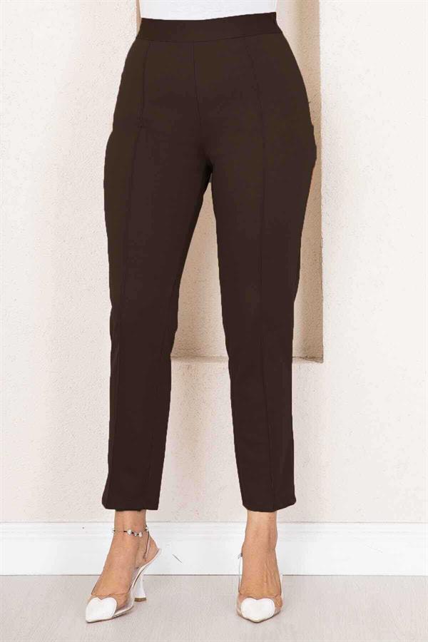 Striped Hijab Trousers Bitter Coffee