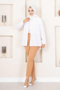 Camel Hijab Trousers with Stripes