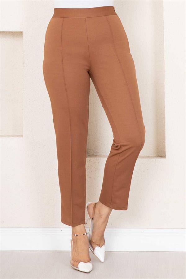 Striped Hijab Trousers Brown