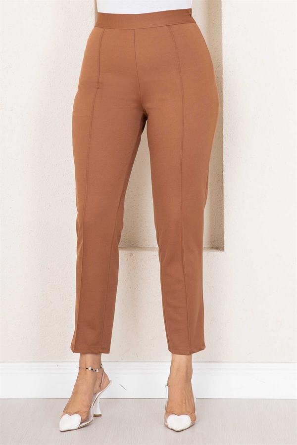 Striped Hijab Trousers Brown