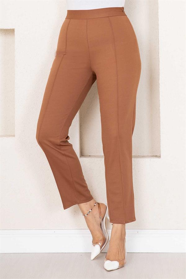 Striped Hijab Trousers Brown