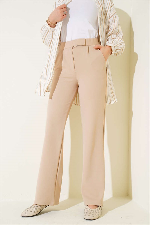 Velcro Palazzo Pants, Beige