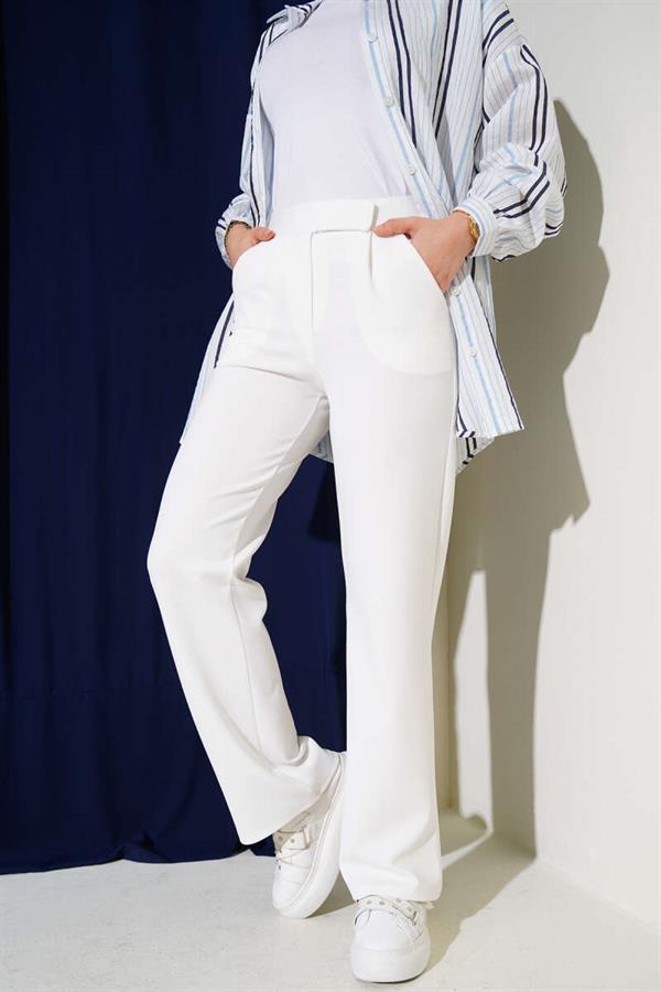 White Velcro Palazzo Pants