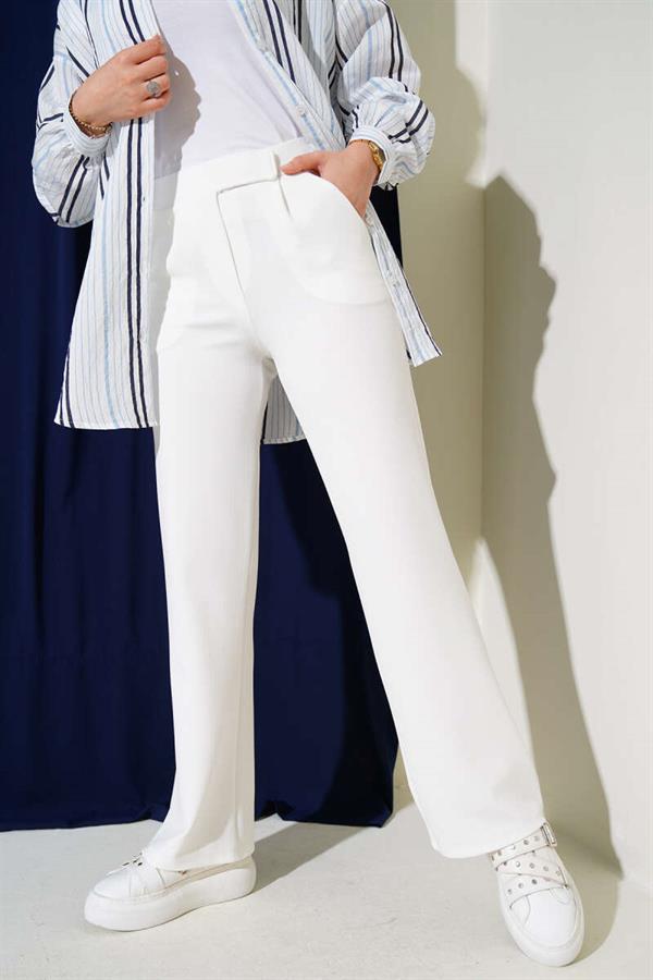 White Velcro Palazzo Pants