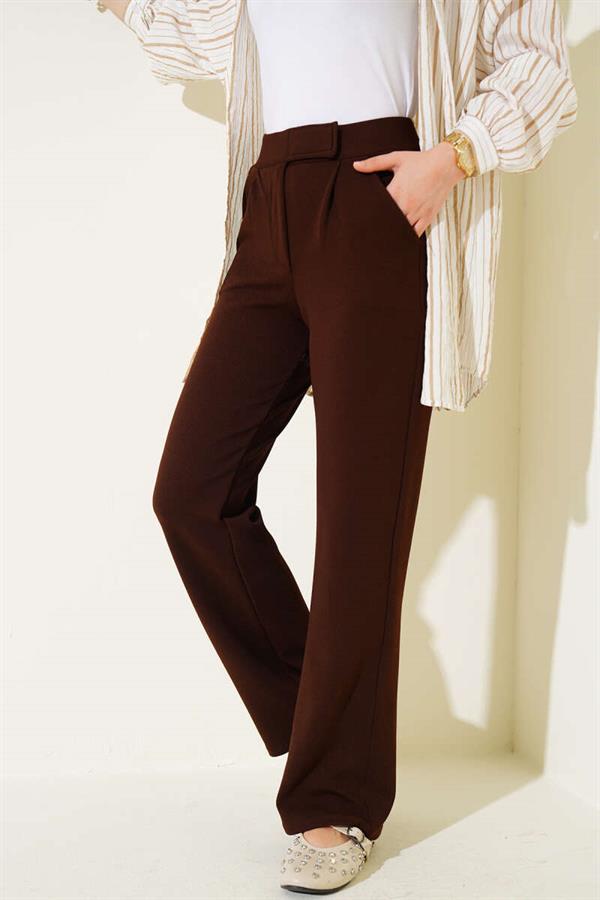 Velcro Palazzo Pants, Brown