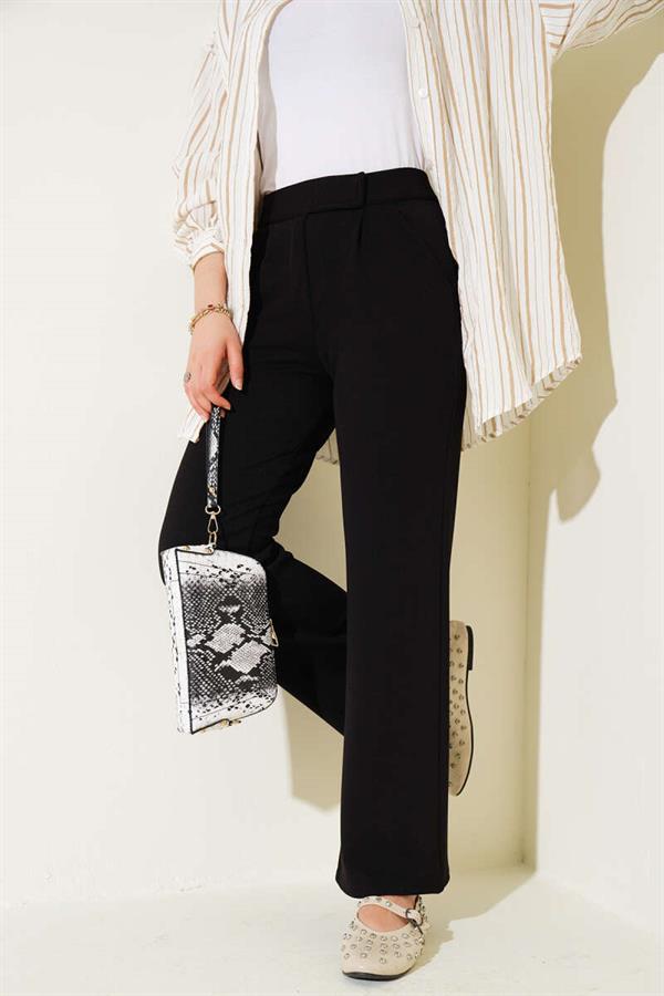Black Velcro Palazzo Pants