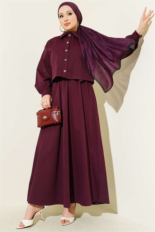 Snap Button Jacket and Vest Suit, Burgundy