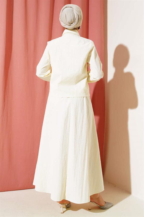 Snap Skirted Parachute 2 Piece Set Cream