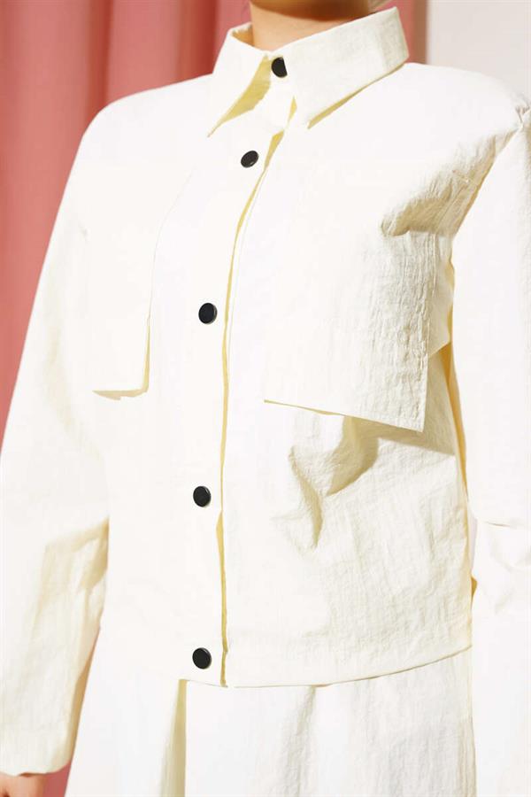 Snap Skirted Parachute 2 Piece Set Cream