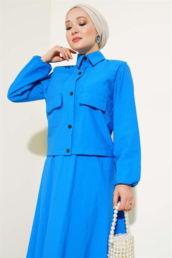 Snap Skirted Parachute 2 Piece Set Blue