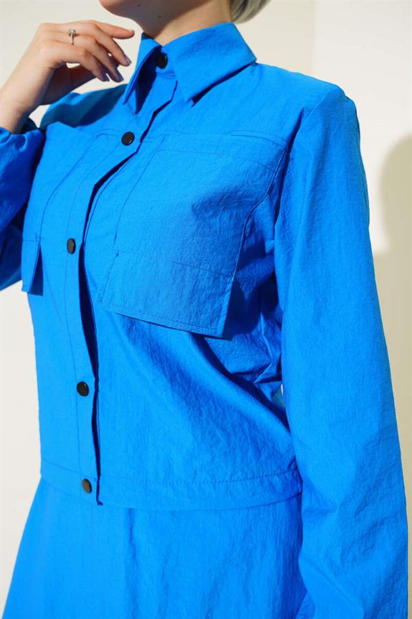 Snap Skirted Parachute 2 Piece Set Blue