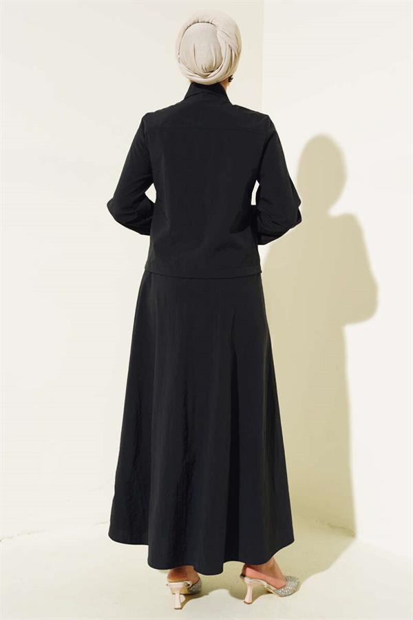 Snap Skirted Parachute 2 Piece Set Black