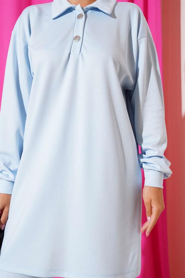 Snap-On Shirt Collar 2 Piece Set Baby Blue